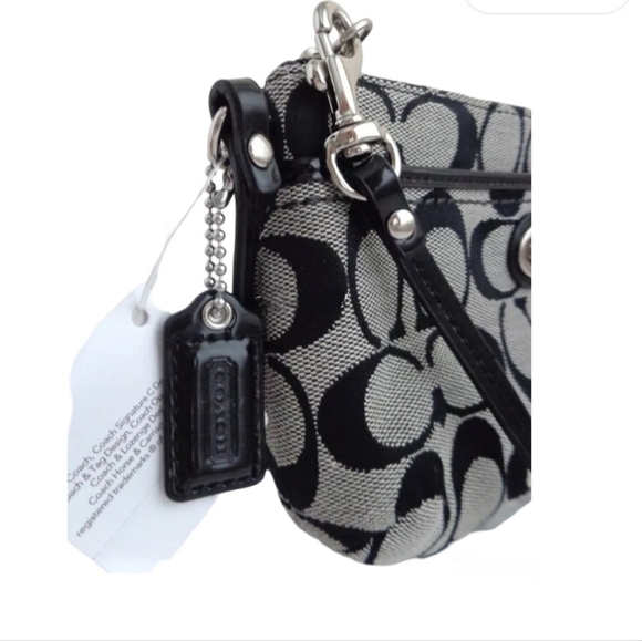 Coach Park Signature Medium Wristlet - Black/White, 8" L, 5" H, 1" W - Picture 10 of 10